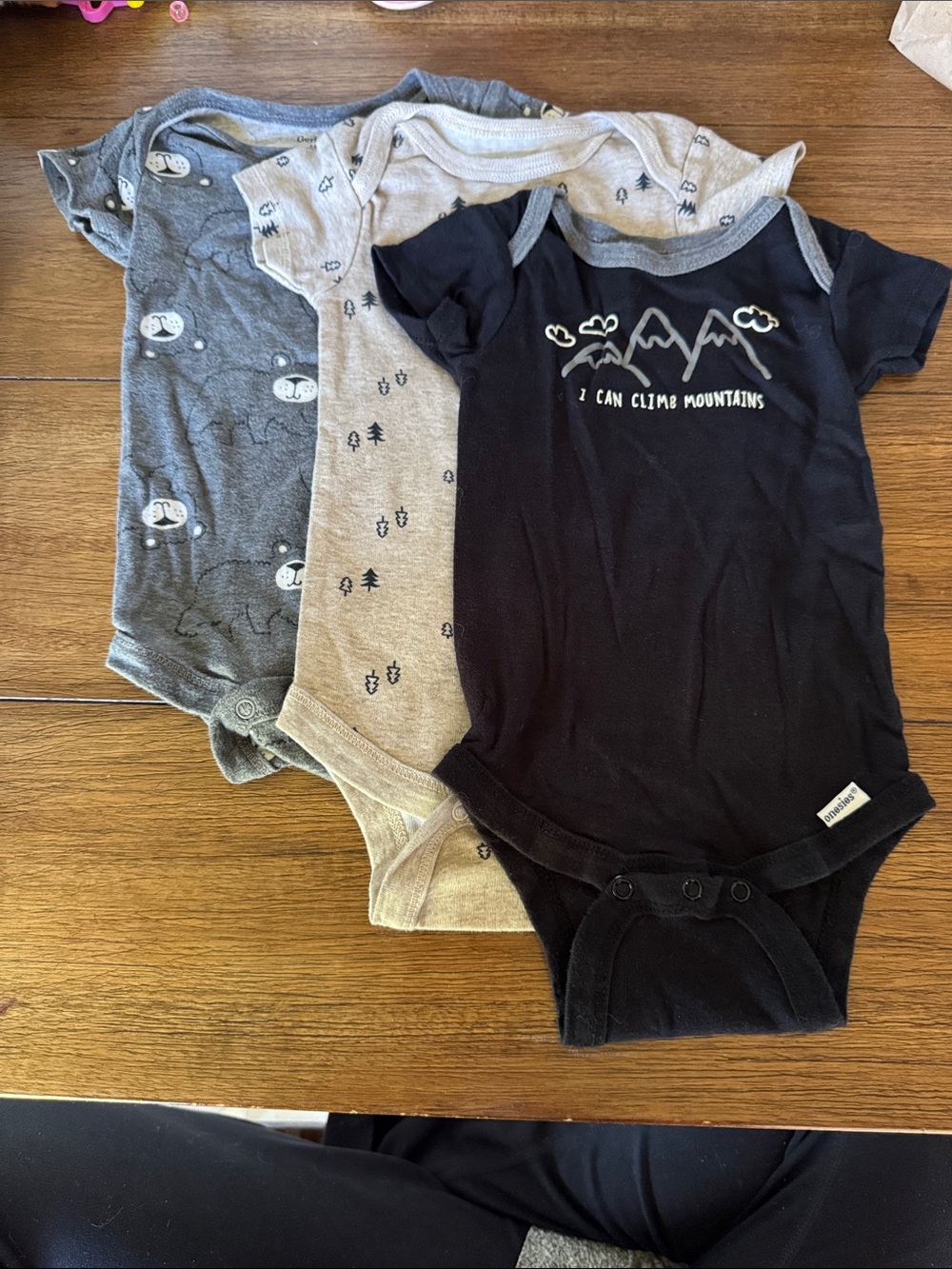 Gerber 3-Pack Short-Sleeve Bodysuits - Black, Light Gray, Dark Gray